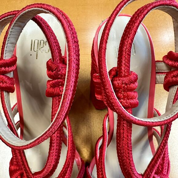 CAbi 6012 Tiptoe Red Hibiscus Strappy  Espadrille Rope Heeled Sandal Sz 7.5 - Picture 9 of 15